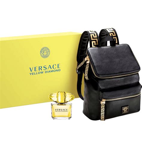 versace miniature woman gift set|Versace gift set with backpack.